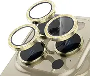 [ZUSLAB] Lens Protector for iPhone 15 Pro Max/iPhone 15 Pro Camera Protector, 9H Tempered Glass Camera Cover Screen Protector Metal Individual Ring for Apple (2023) - Sparkling Gold