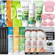 Ultimate 19-Piece Face Masks Skincare Set: Hydrating Sheet Masks Multipack, Deep-Cleansing Bubble Mask, Charcoal Peel Off & Clay Masks, Facial Kit For Glowing Skin, Party Bag Fillers For Girls