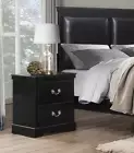 Black 2-Drawer Nightstand - Classic Wooden Bedside Table