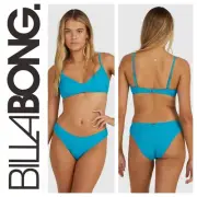 BNWT BILLABONG SUMMER HIGH V BRALETTE TOP & BONDI SET (MEDIUM/10) TILE BLUE