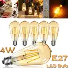 6Pcs Vintage E27 ES ST64 Filament LED Light Bulb 4W Industrial Edison Lamps