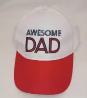 Awesome Dad Hat Cap Adjustable Strapback White Red Blue Brand New With Tags