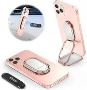 MINDSKY Phone Ring Holder Finger Kickstand Retractable 360°Rotation Ultra-Thin Cell Phone Back Grip Foldable Cellphone Stand for iPhone iPad Smartphones Tablets (with Universal Magnetic Car Mount)