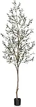 OAKRED Artificial Olive Tree, 7FT Tall Fake Silk Plants with Natural Wood Trunk Faux Potted Tree for Home Decor Indoor Office Porch, Set of 1