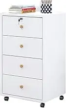 Wooden Mobile File Cabinet with Lock Drawer Storage Organizer for Office