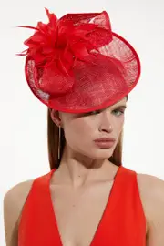 Asymmetric Disk Fascinator With Feather Detail