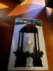 LED candle lantern window cling-black 6 hr timer 6x2x9 Holiday decor 2 Sided