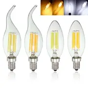 E14 6W Pure White Warm White COB Edison Filament Candle Light Bulb AC110V BLACK DOTS White