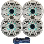 Kicker 6.5" 2-Way 195W Marine LED Speakers (2 Pair) w/White Grilles, Wire