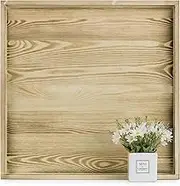 Hanobe Square Large Ottoman Tray: Extra Large Serving Tray with Handles Rustic Wood Decorative Coffee Table Trays Farmhouse Home Decor for Living Room Kitchen Counter 20" x 20"