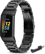 Stainless Steel Material Replacement Straps Compatible with Fitbit Charge 5/Char