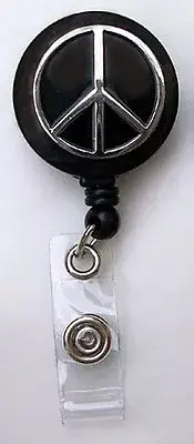 PEACE SIGN Retractable Badge Reel Key Chain Security ID Card Holder FREE SHIP