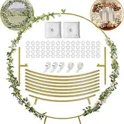 7.2FT (2.2 M) Gold Metal Round Balloon Arch Kit, Circle Balloon Arch Frame Large Size Backdrop Stand for Birthday, Wedding, Baby Shower, Grad Party Decoration