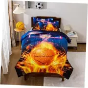 Basketball Fire Court Comforter Sets Twin for Boys Teens,Ball Sports Games