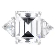 GIA Certified Diamond Engagement Ring 2.65 Carat Emerald & Trillion Cut 18k Gold