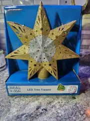 Christmas Tree Topper Lighted with Rotating 3D LED Lights, Xmas Star Gold