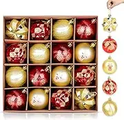 Christmas Balls, Christmas Ornaments Ball Set, Shatterproof Decorations Ball with Hanging Rings for Christmas Tree Wreath Stocking, Home Gift Balls Christmas Decor (Red,Gold)