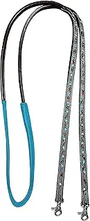 CHALLENGER Horse Western 8ft Contest Barrel Rolled Leather Reins Turquoise Brown 6641