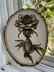 DNA floral sci-fi coasters wall decor centerpiece pyrography handmade gift bday