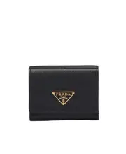 Prada Logo Plaque Bi-Fold Wallet One size Black