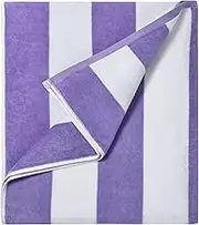 LULUHOME Large Oversized Beach Towel - Big Cotton 36 x 70 Inch Striped Pool Towel, Large Cabana Soft Swimming Towel for Adult Men Women,Purple