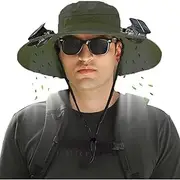 [Generic] Hat with Fans Solar Power, Solar Fan Hat for Men, Fan Sun & USB Charging Sombrero Con Ventilador