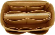 [LEXSION] Felt Purse Bag Organizer Insert with zipper Bag Tote Shaper Fit Speedy Neverfull brown Size: Large