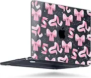 MEEgoodo for MacBook Air 15 inch Case (M4/M3/M2) 2025 2024 2023, Cover Fit Model(A3241/A3114/A2941) for 15.3-inch Laptop, Clear Shell with TPU Keyboard & Webcam Cover, Satin Bow
