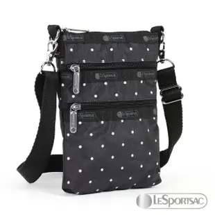 【Lesportsac】三層拉鍊直式斜背包(水玉點點)