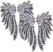OSALADI 2 Pairs Glitter Wing Design Clothes Applique Shiny Embroidery Patches for Jackets DIY Fashion Accessory for Parties Daily Wear