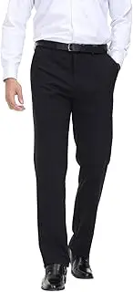 [Soojun] Men's Classic Fit Hidden Expandable Waist Flat Front Dress Pant