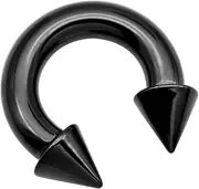 [FECTAS] PA Ring Internally Threaded Spike Circular Barbells Horseshoe Prince Albert Piercing Jewellery 2G-4G-6G-8G-10G-12G 12mm/16mm Surgical Steel Pierced Body Jewellery Black Silver