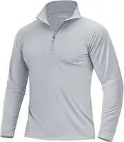 [TACVASEN] Men's UPF 50+ Shirts 1/4 Zip Up Sun Protection Long Sleeve Rash Guard Outdoor Hiking Fishing Running Shirts