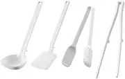 Yamazaki Silicone Tools 5189 5191 5193 5195 Spatula, Spoon Tongs, Chopstick Tongs, Set of 4, White