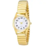 Women's Ultra Thin Easy Reader Watch with Elastic Strap Silver 1.3 Gold & S