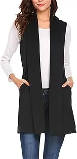 [YIOLEAMP] Women Spring Summer Sleeveless Cardigan Vests Solid Casual Ladies Outfit Classy Loose Long Vest