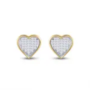 10k Yellow Gold Princess Diamond Heart Earrings 1/3 Cttw