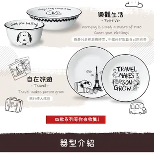 【美國康寧 Corelle】SNOOPY史努比 黑白食尚4件式餐具組-D02 (6折)