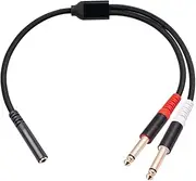 3.5mm to Dual 6.5mm Adapter 3.5mm Audio Aux Cable Double 6.35 1/4 inch Mono to Stereo 1/8 inch 3.5mm Aux Cord
