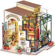 ROBOTIME Rolife Miniature House Kit Emily's Flower Shop Dollhouse with led light