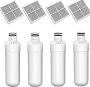 4X Refrigerator Water Filter with LT120F Fresh Air Filter Compatible with LG LT1000P, ADQ747935, GF-D708MBSL, GF-B590PL, GF-L570MBL, GF-D708BSL, GF-D708MBS, GF-V706BSL