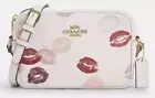 COACH Jamie Camera Bag Lip Print White Leather Crossbody Shoulder Bag CZ935 NWT