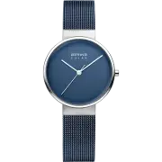 Bering Ladies Brushed Silver Solar Blue Watch