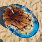 Oval Walnut Epoxy Resin Coffee Table Top - Modern Furniture For Outdoor Decor