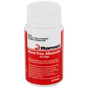Ranvet Worm Free Dogs Allwormer Treatment Red 10kg 50 Tablets