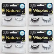 4 Pair Ardell False Eyelashes Natural 110 & Wispies 113 With Adhesive, Black