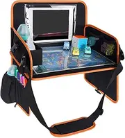 HEYInova Travel Tray,for Kids Car Seat,Car Seat Organizer Toddler with Dry Erase Board Car Lap Desk Table with iPad Holder, Storage Pocket, Kids Active Eating Tray for Road Trip, Airplane, Stroller