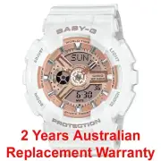 CASIO BABY-G WATCH BA-110X-7A1 WHITE x GOLD (NEW VERSION BA-110-7A1) 2Y WARRANTY