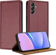 Compatible with Samsung Galaxy A25 5G Case Wallet, PU Leather Flip Folio Case with Card Holder Flip Case Kickstand [Shockproof TPU Inner Shell] Ultra Thin Slim Phone Case(Wine red)