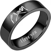[Mulmoy] Stainless Steel Couples Propose Ring I Love You Titanium Steel Jewelry Finger Rings for Women Men